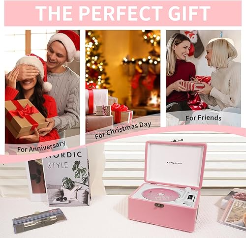 Miniatura 7 de Reproductor de CD portátil para el hogar con altavoces mejorados, entrada y salida Bluetooth, reproductor de CD de escritorio recargable con