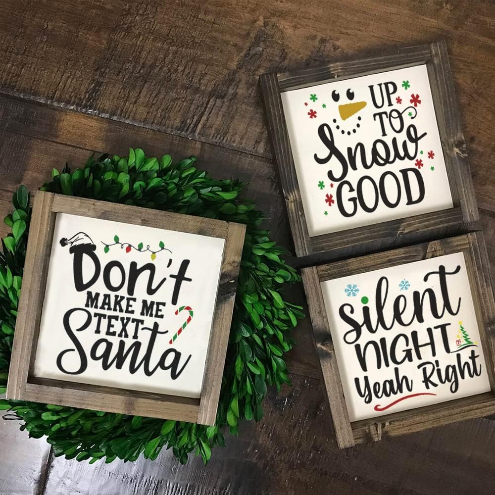 Christmas Stencils for Crafts Reusable - Christmas Funny Sayings for Painting on Wood, Windows, Canvas and More - Holiday Stencils and Templates for Signs and Christmas Craft Supplies
