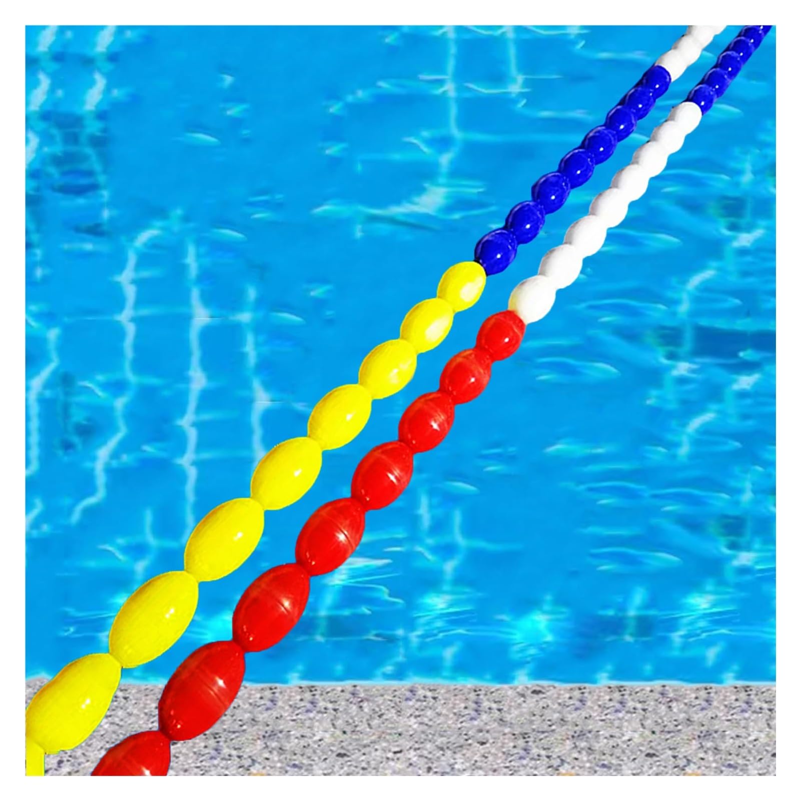 GJMSSMY Floating Pool Safety Lane Dividers, 30ft Nylon Rope & Buoy Ball Kit, Durable Pool Safety Markers for Swim Lanes, Ideal for Pools and Competitions