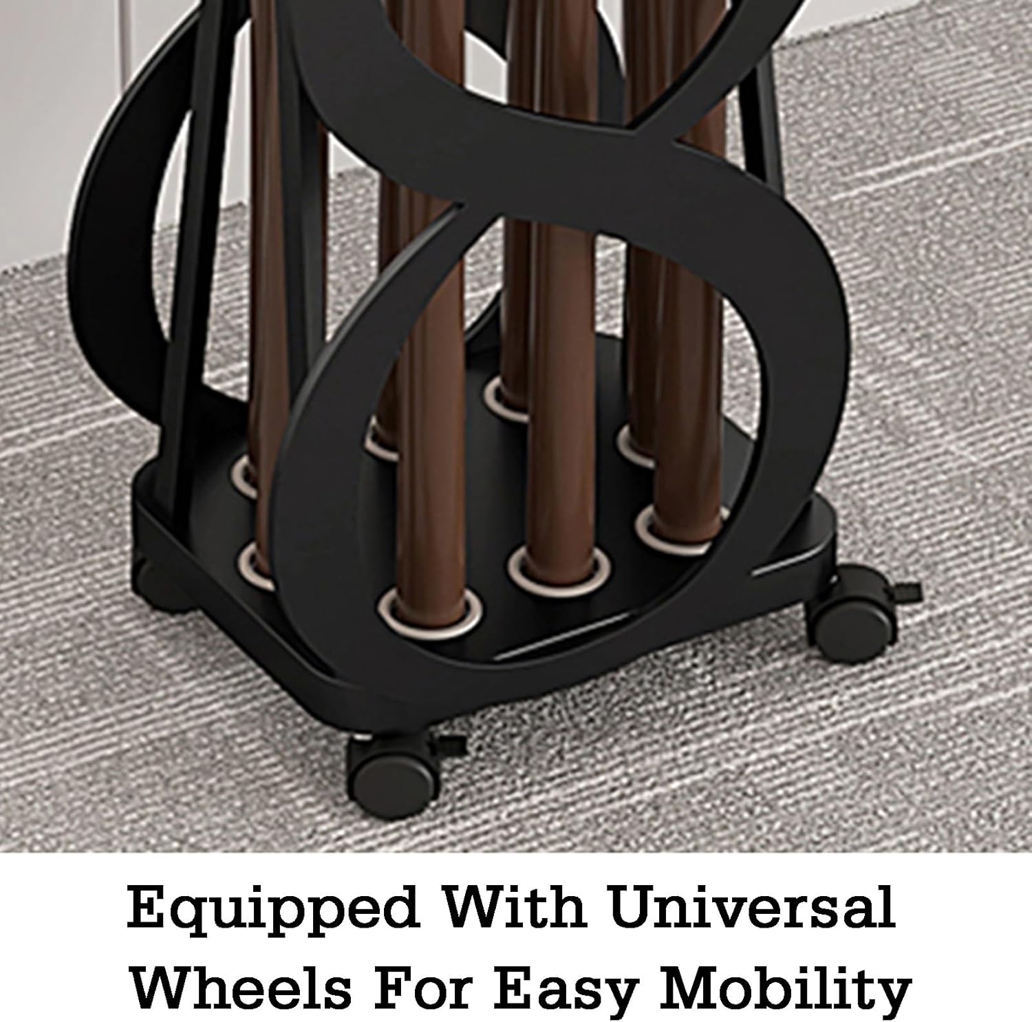 Freestanding billiard cue rack, sturdy and stable, ideal for gyms and game rooms(Black,8-Hole-B)