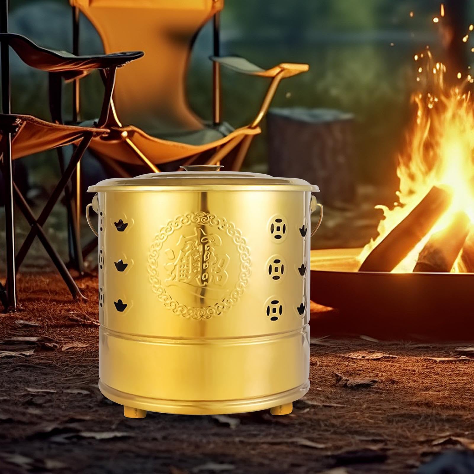 Bidoni per Bruciare Esterni Forniture per Rituali Tradizionali Foglie Legno | Inceneritore per Soldi di Carta in Acciaio Per Foglie, Legna, Rifiuti, Offerte Per Antenati, Cerimonie