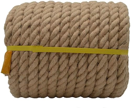 Miniatura 3 de Cuerda de yute 100% natural trenzada de cáñamo marrón Manila (100 pies 1 pulgada) para manualidades, muelle, paisajismo decorativo, escalada,
