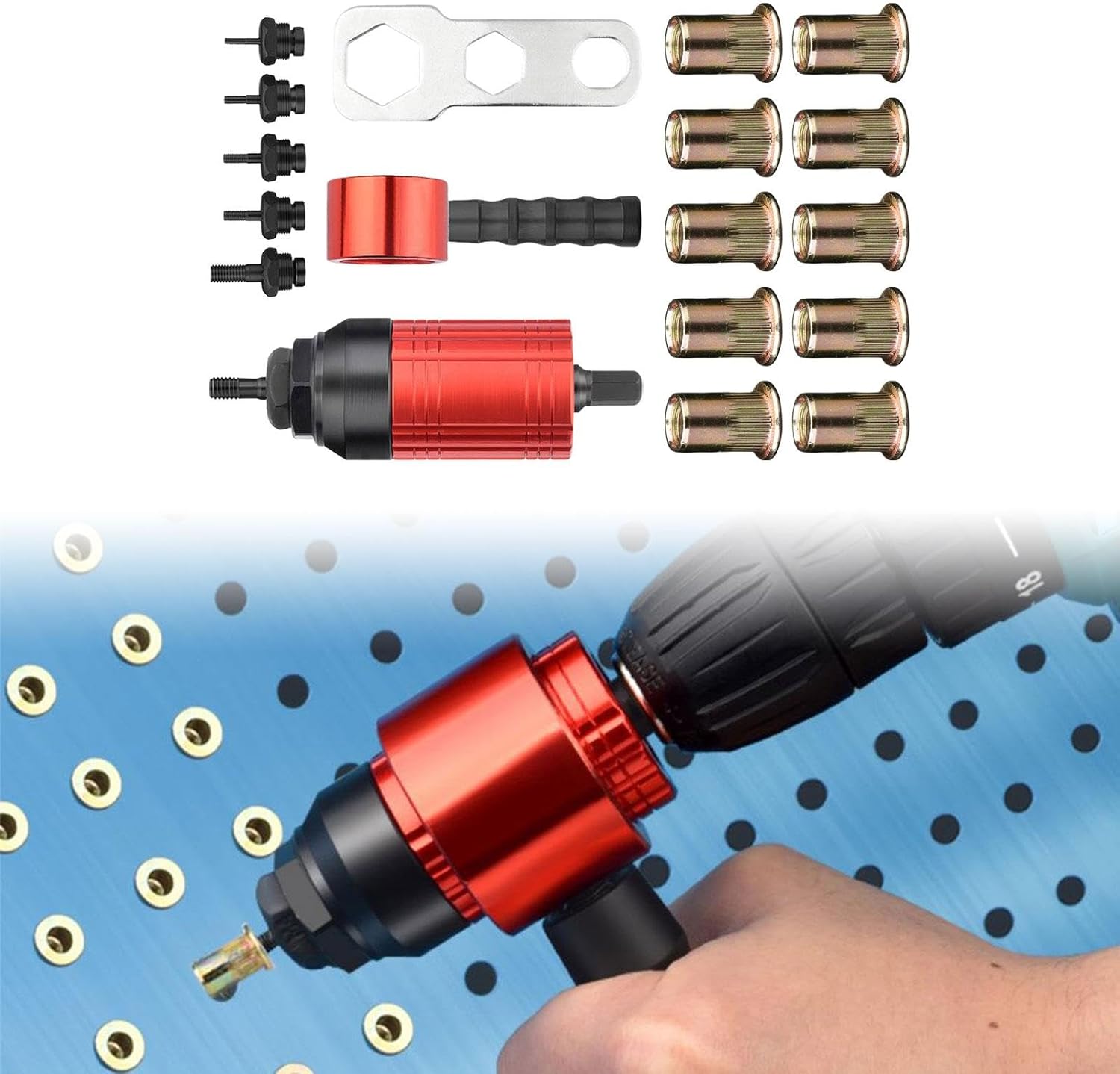 Rivet Nut Drill Adaptor Attachment Thread Insert Attachment Tool Heavy Duty Spare Parts Professional Nut Tool for Furniture Architecture, M12/142 (Color : M6)