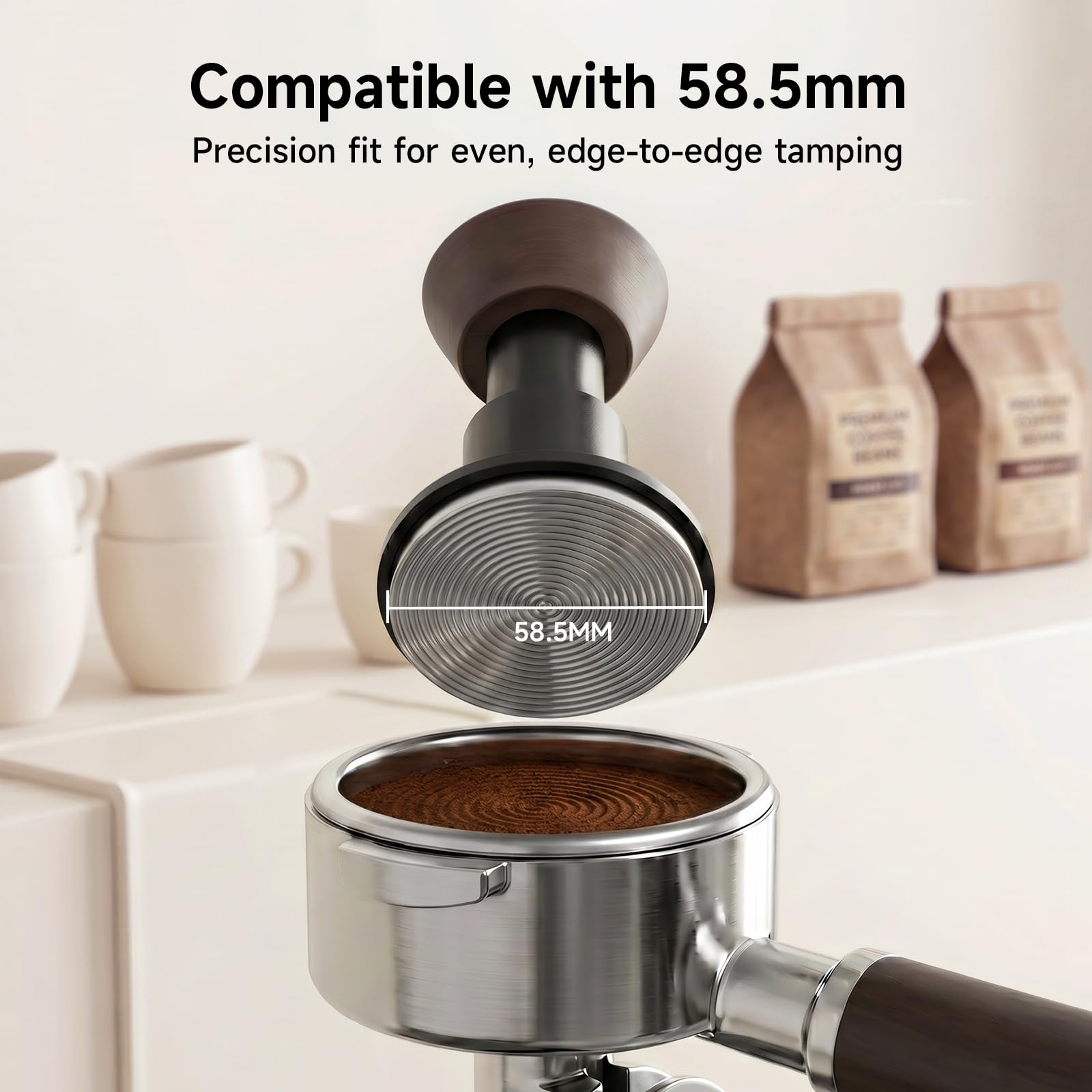 HiBREW Prensador profesional de espresso de 58 mm con resorte calibrado, autonivelante, aluminio anodizado y base de acero inoxidable para H10A