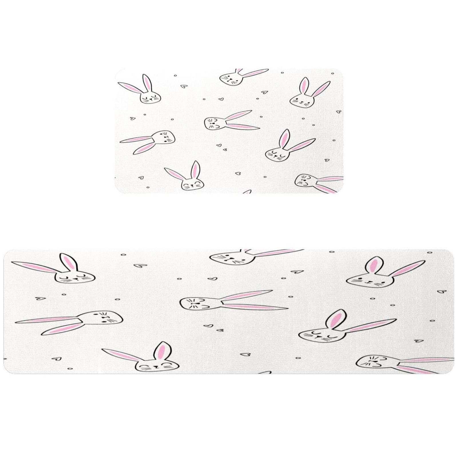 Tapis de cuisine antidérapant et lavable motif lapin protège votre sol des taches
