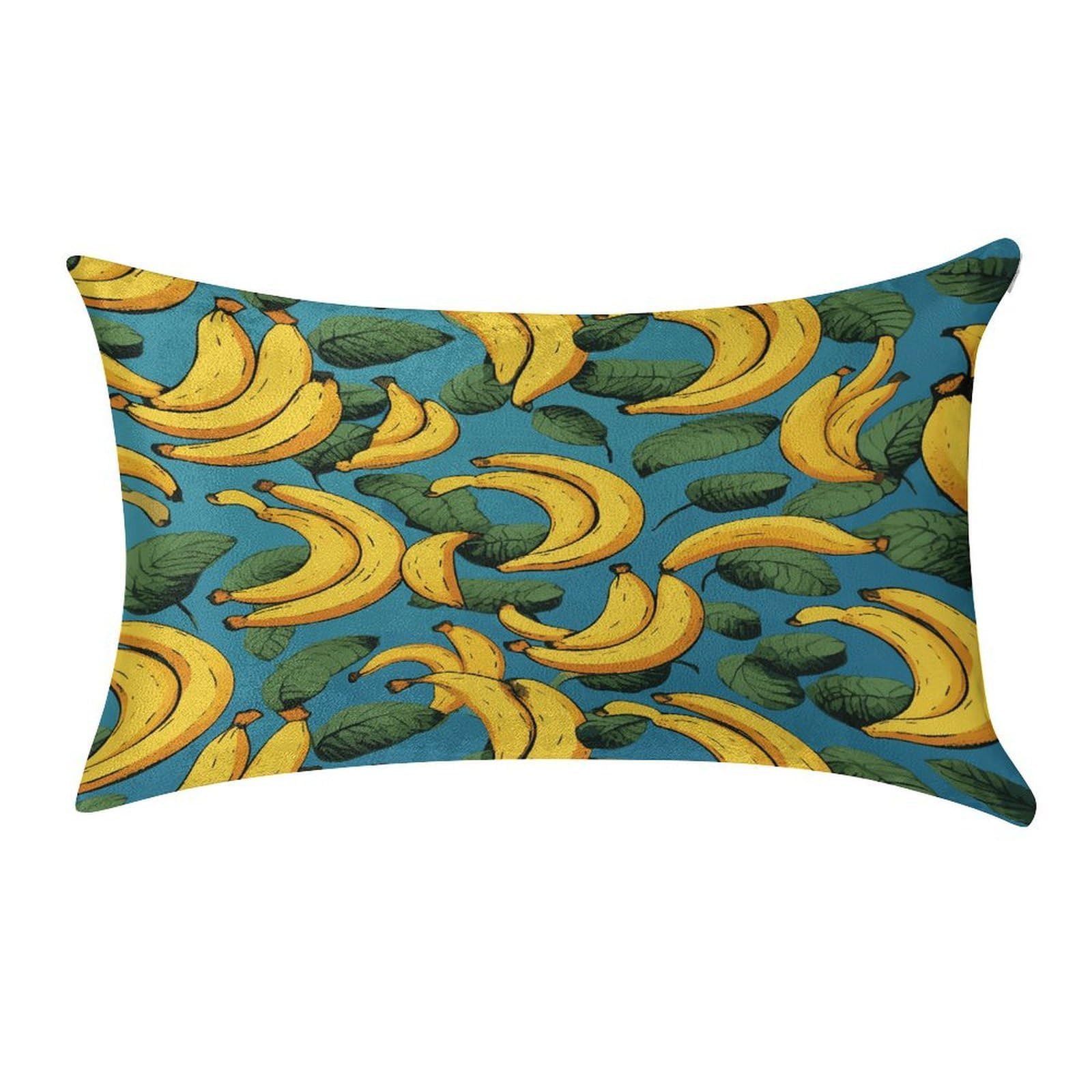 FekiLoot Yellow Banana Pillow Covers Luxury Velvet Oblong Pillowcases Rectangular Throw Pillows Case Decorative Velvet Cushion Covers Ultra Soft Lumbar Pillow Shells 12 X 20 in