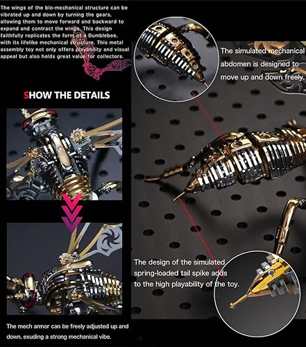 Miniatura 5 de Rompecabezas de metal 3D para adultos, kits de modelos bricolaje para construir avispas mecánicas de metal, juguete de acero rompecabezas de acero