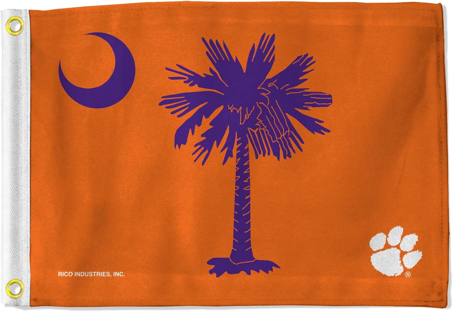 Rico Industries NCAA Clemson Tigers State of South Carolina Team Colors 12" x 18" Utility Flag - Double Sided - Great for Boat/Golf Cart/Home ect.
