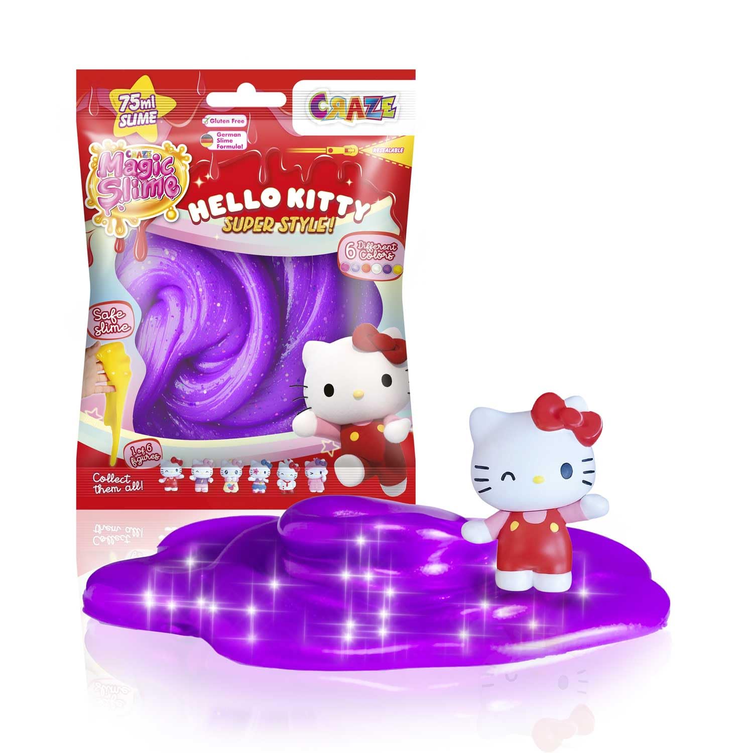 CRAZE MAGIC SLIME Hello Kitty Slime for Kids 75ml Bag with Surprise inside – Kids slime Kits with hello kitty figurine - Fun Gifts and Party Favours for Girls Ages 3+