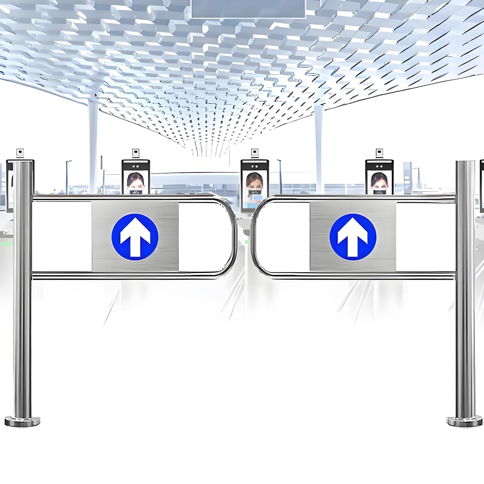 GUTYGIO Automatic Rebound Swing Gate, with Spring – 1-Way Swing Entrance Door, Stainless Steel Access Barrier, for Supermarket, Library, Park, or Warehouse 150cm