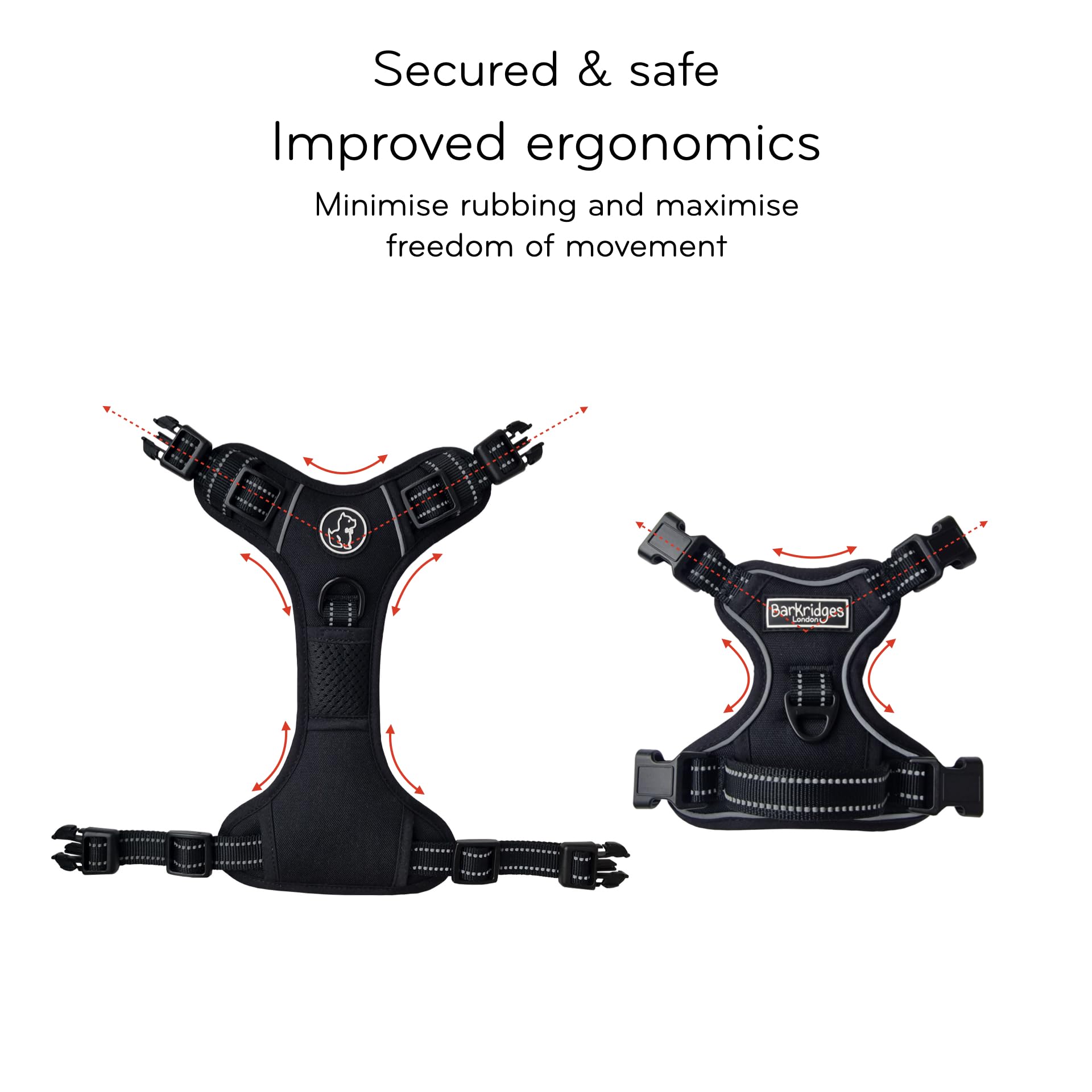 TruFit Comfort - Arnés ajustable para perro, fácil de llevar, entrenamiento sin tirones, sin rozaduras, reflectante de seguridad, cómodo pequeño, mediano y grande (azul oscuro, L, ajuste