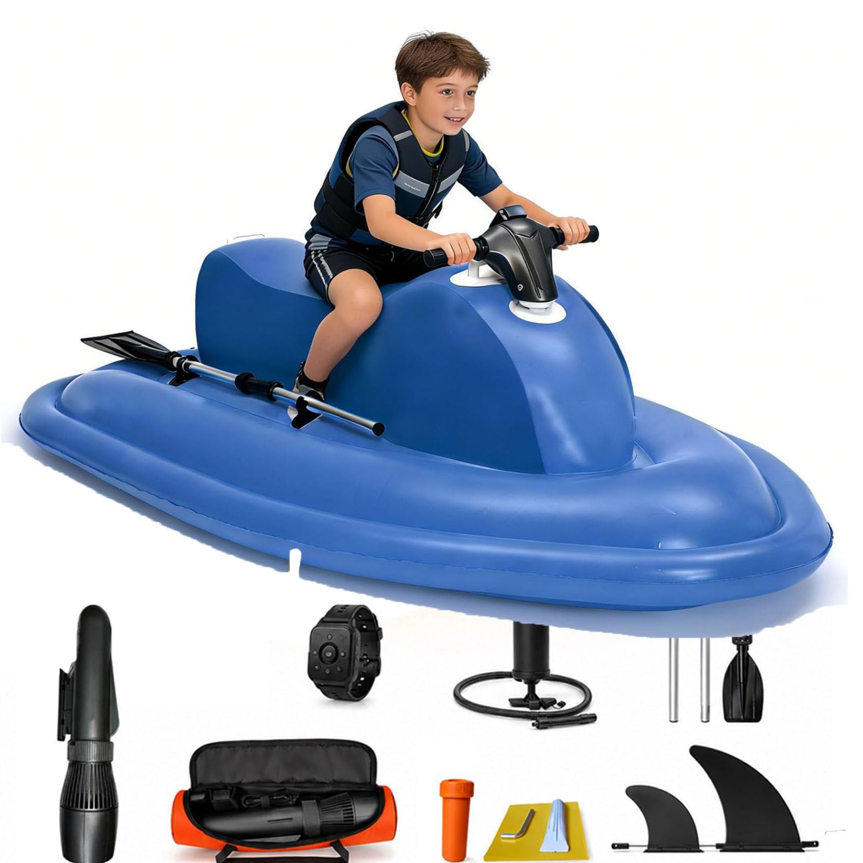 ZHIXUMM Diving 2-Person Inflatable Jet Boat, Inflatable Jet Ski With 500w Motor 500W10A