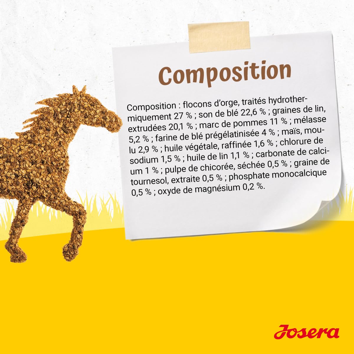 JOSERA Mash Rapide 15 kg | Aliment Premium pour cheval | Mash aux graines de lin et minéraux | Sans céréales | Pour un poil brillant et des sabots sains | Sac de 15 kg