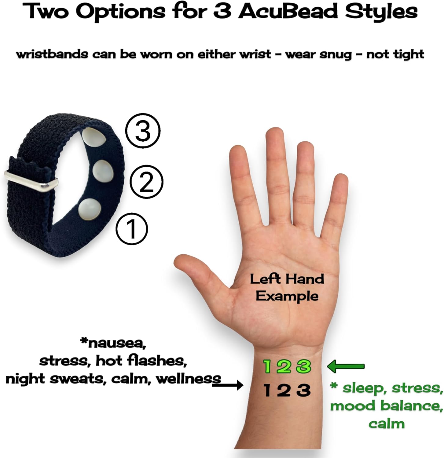 Sleep Wristband – Adjustable Acupressure Band for Natural Relaxation, Balance, & Sleeplessness – Latex-Free with 3 Bead Design for Bedtime Calm