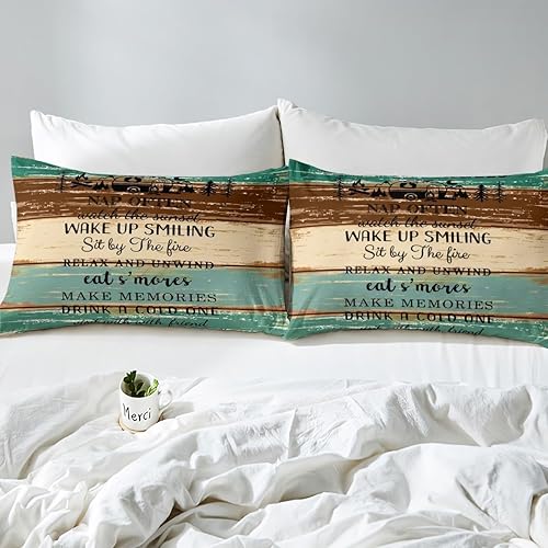 Miniatura 6 de Erosebridal Sábanas rústicas de granja, sábanas de camping feliz, juego de sábanas para decoración de cámper para niños, adolescentes, mujeres,