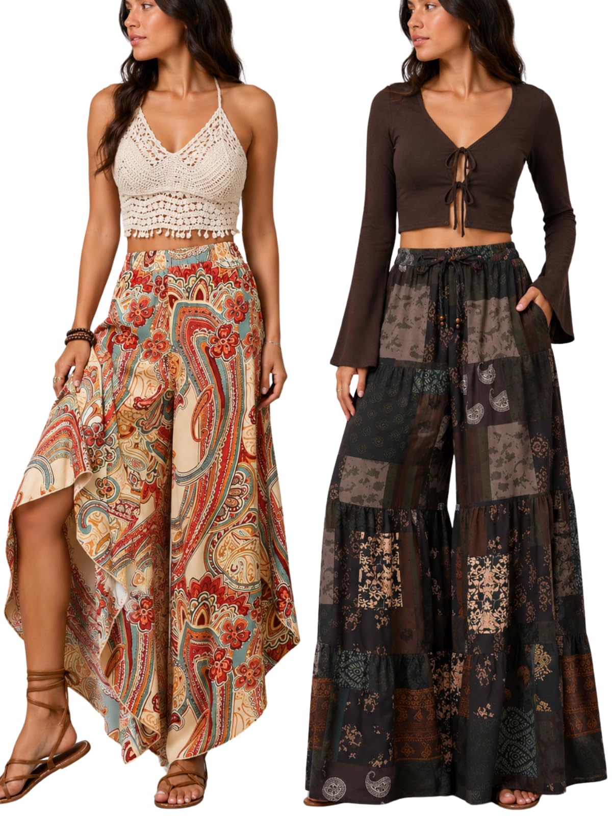 greciilooks Boho Printed Wide Leg Palazzo Pants for Women, Flowing High Waist Rayon Trousers for Beach, Vacation, Lounge, and Summer Style-picture-37