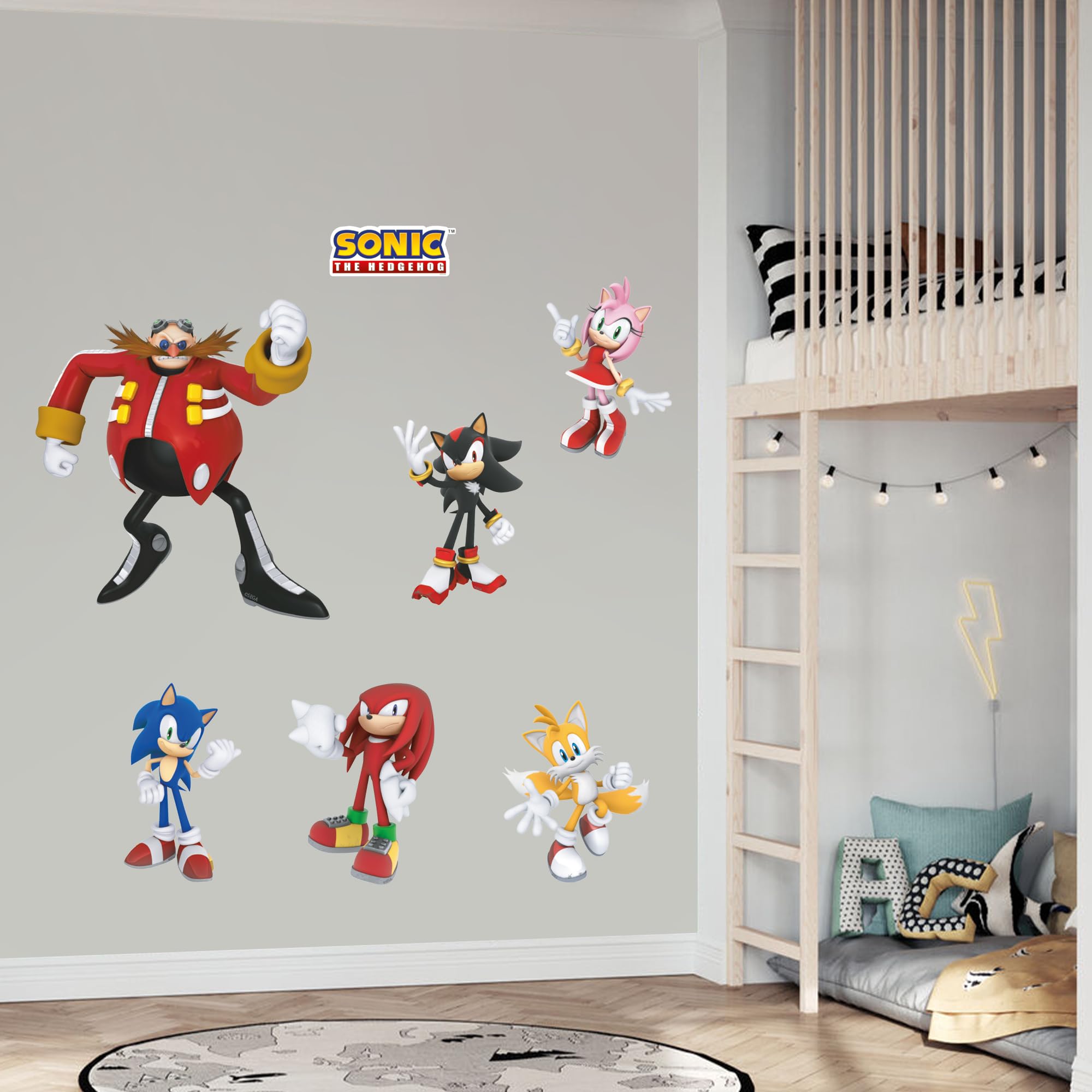 Themed Blue Sonic The Hedgehog Wall Sticker - Sonic 6 Character Set Wall Art (90Cm Width X 45Cm Height)