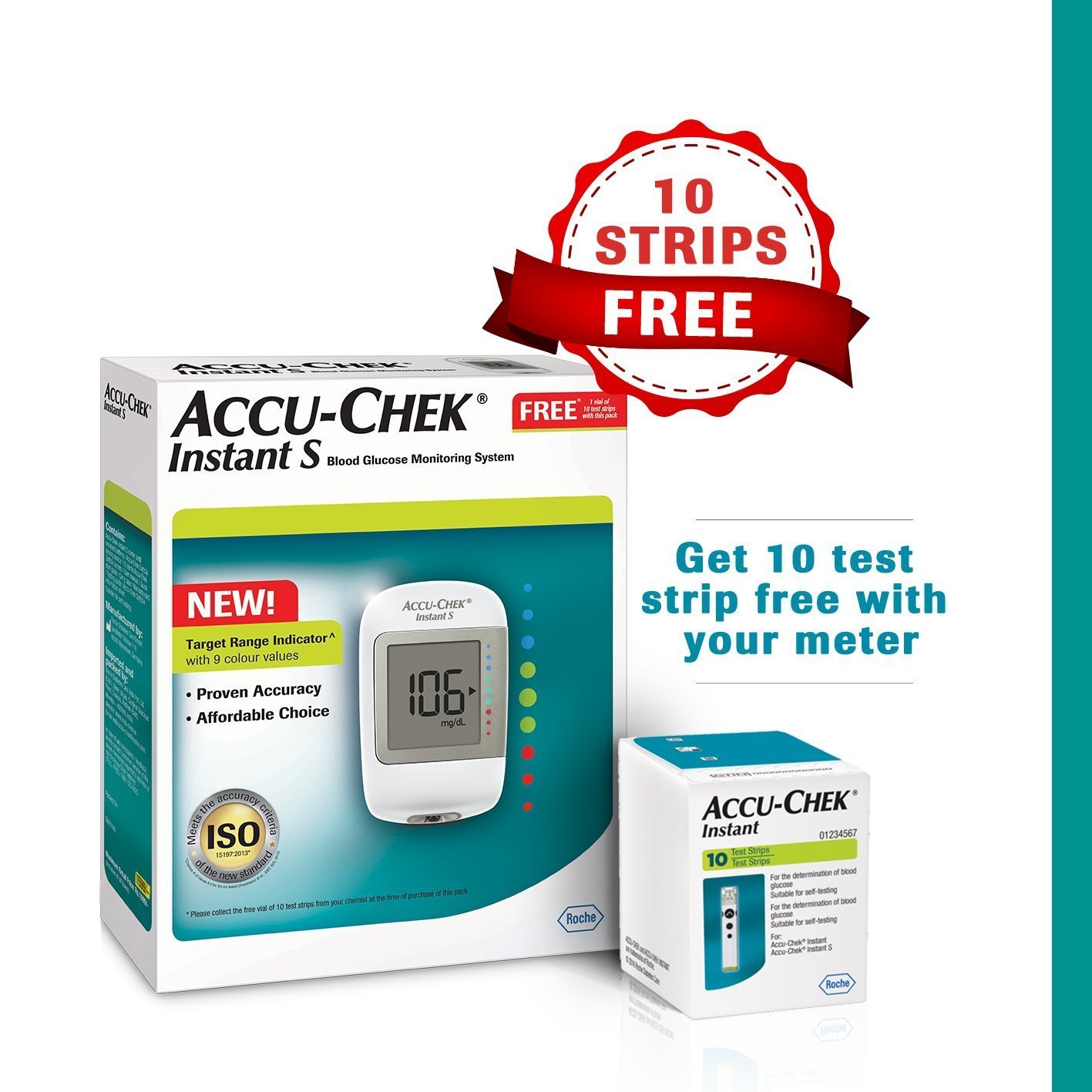 Accu Chek Pro - Accu-Chek Instant Blood Glucose Monitoring System with Free Test Strips, 10 Count - (Multicolor)