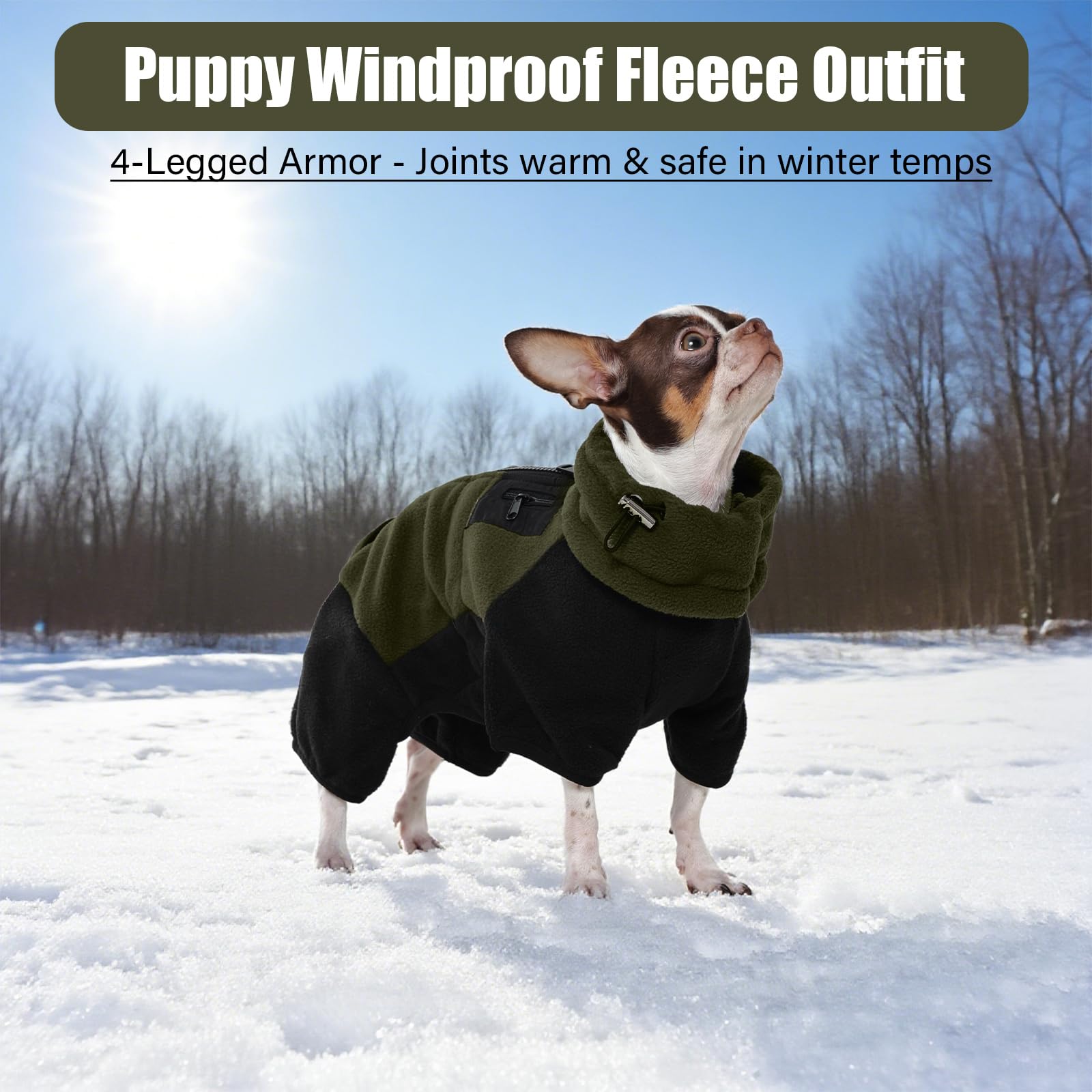 DENTRUN Hundemantel Grosse Hunde, Hundejacke XL, Winter Fleece Hundejacke, Hundepullover, Hundemantel mit Abnehmbarem Kragen, Hund Soft Fleece Onesie (Armeegrün,XL)