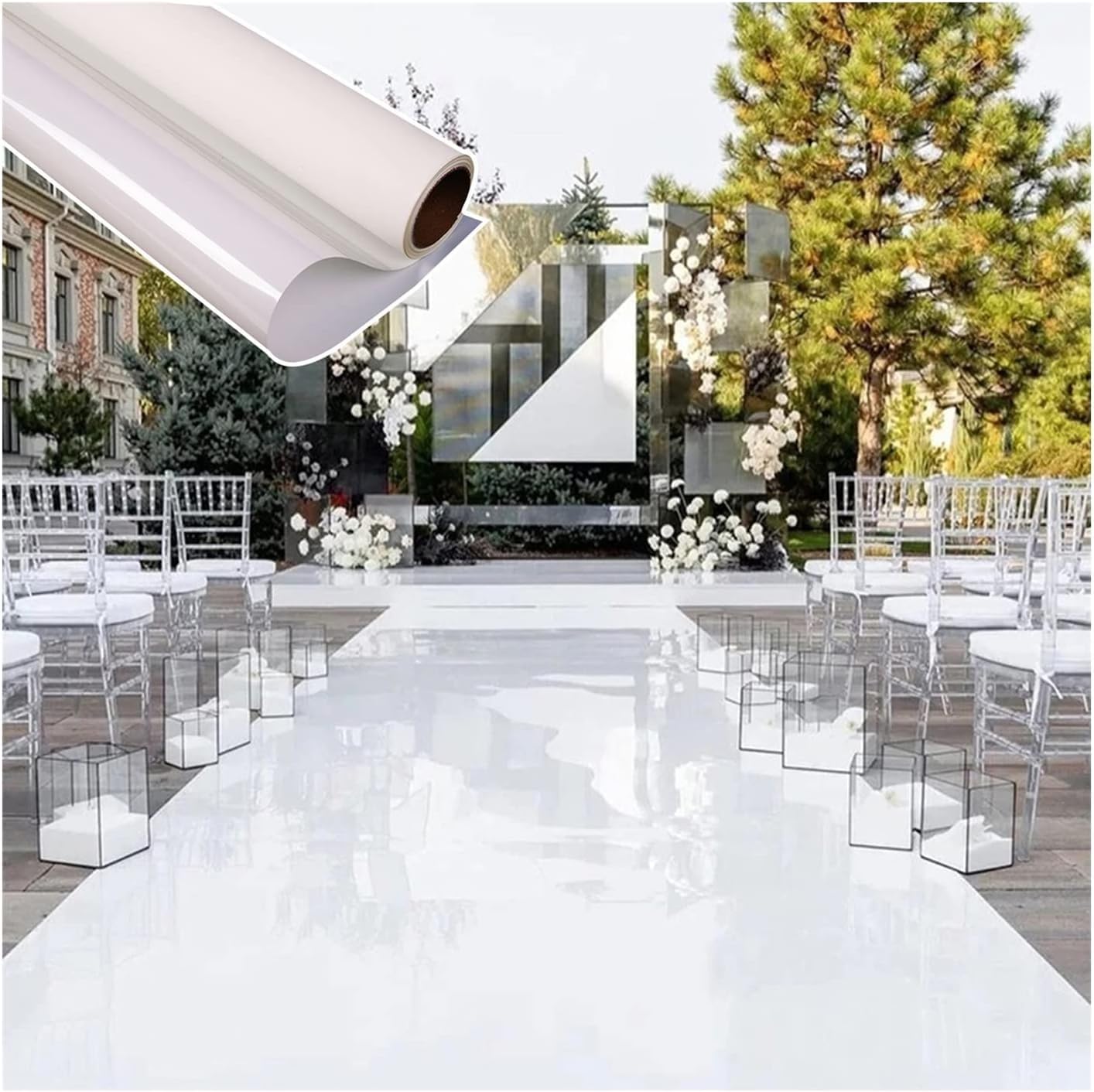 Tapis Miroir Blanc d'Allée de Mariage 1.5x10m pour Célébration