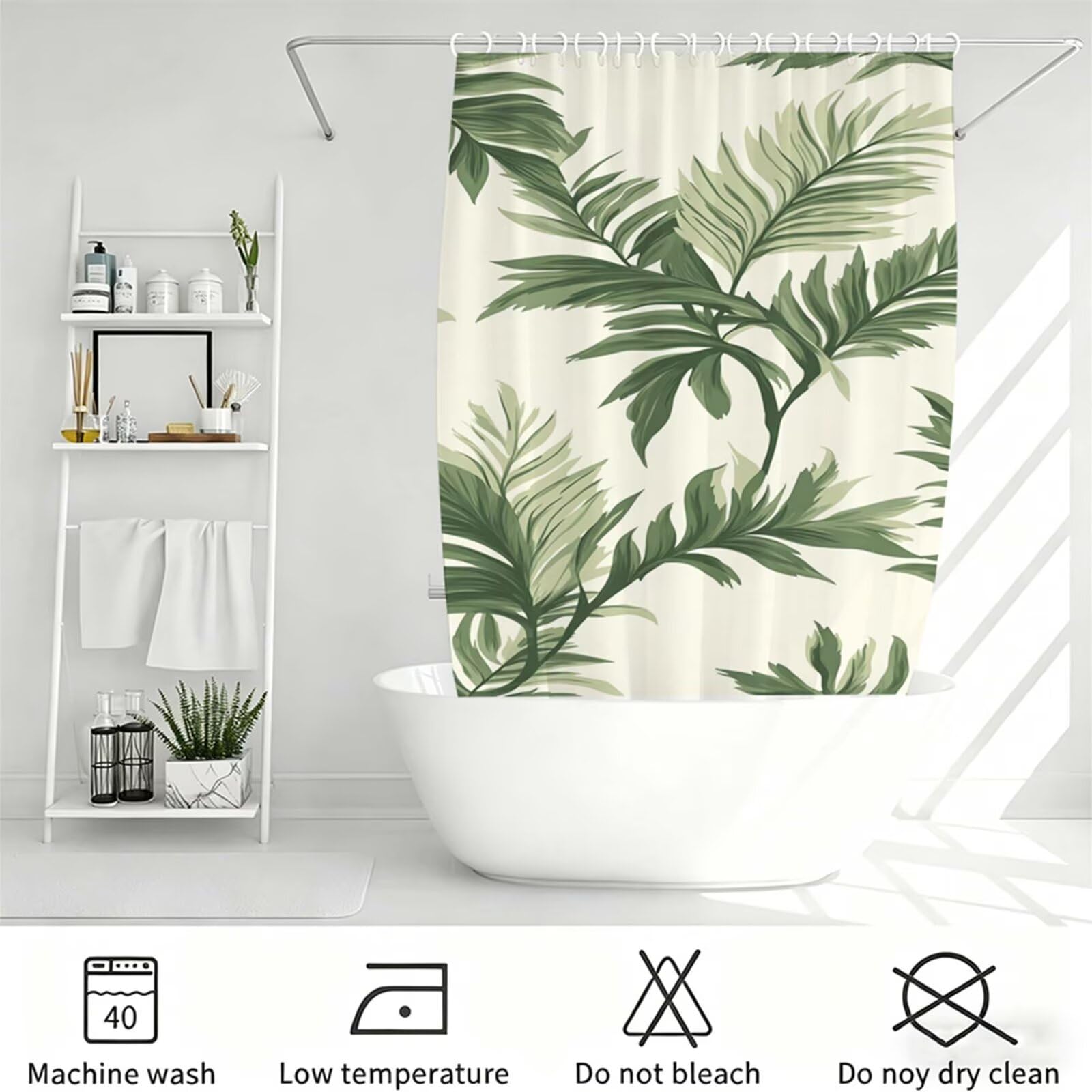 Bianco Tenda Doccia, Tenda per Doccia Tessuto Poliestere Impermeabile Asciugatura Rapida con 12 Anelli, Tende Finestra Bagno e Vasca Pieghevole per Angolare Casa Shower Curtain Semplice J-281