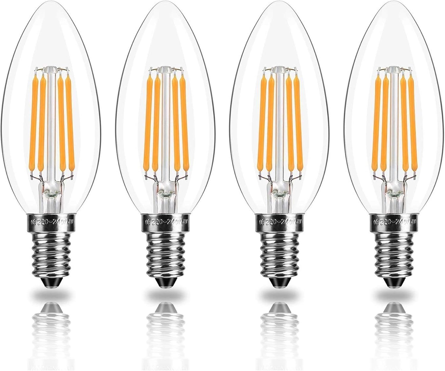 TopLeder E14 LED Candle Bulbs, C35 Dimmable Warm White 2700K 4W LED