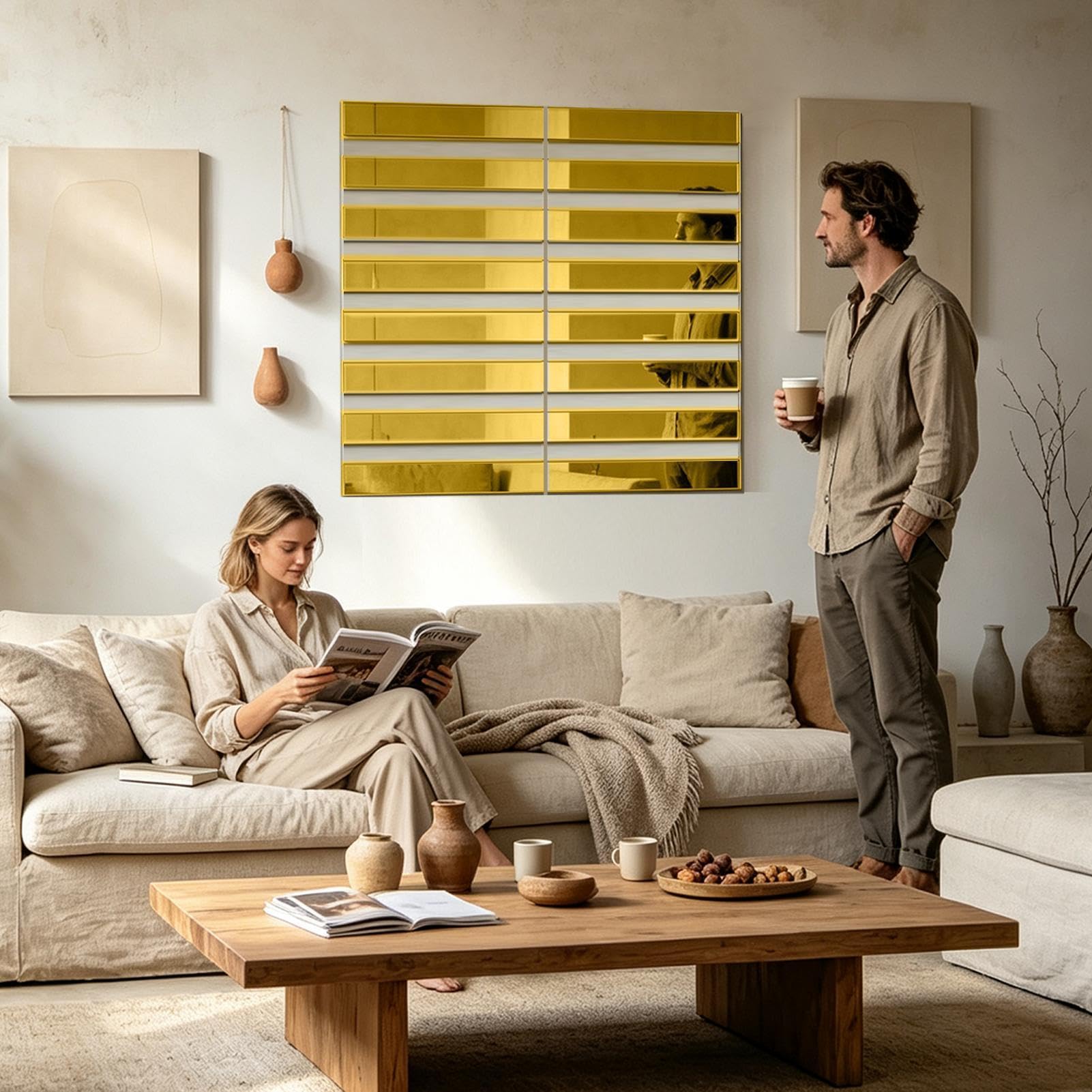 Specchio acrilico infrangibile decorativo flessibile a righe design
