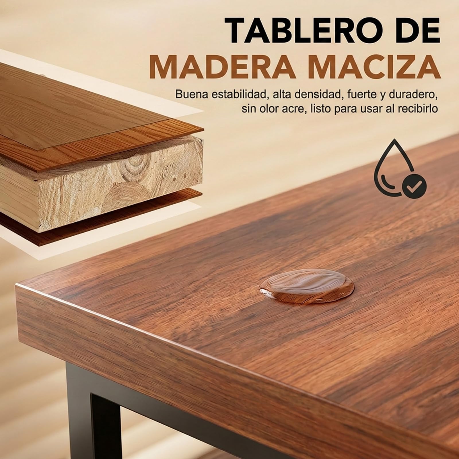 Barra Cocina Mesa Alta, Madera y Metal, para Hogar o Cafetería