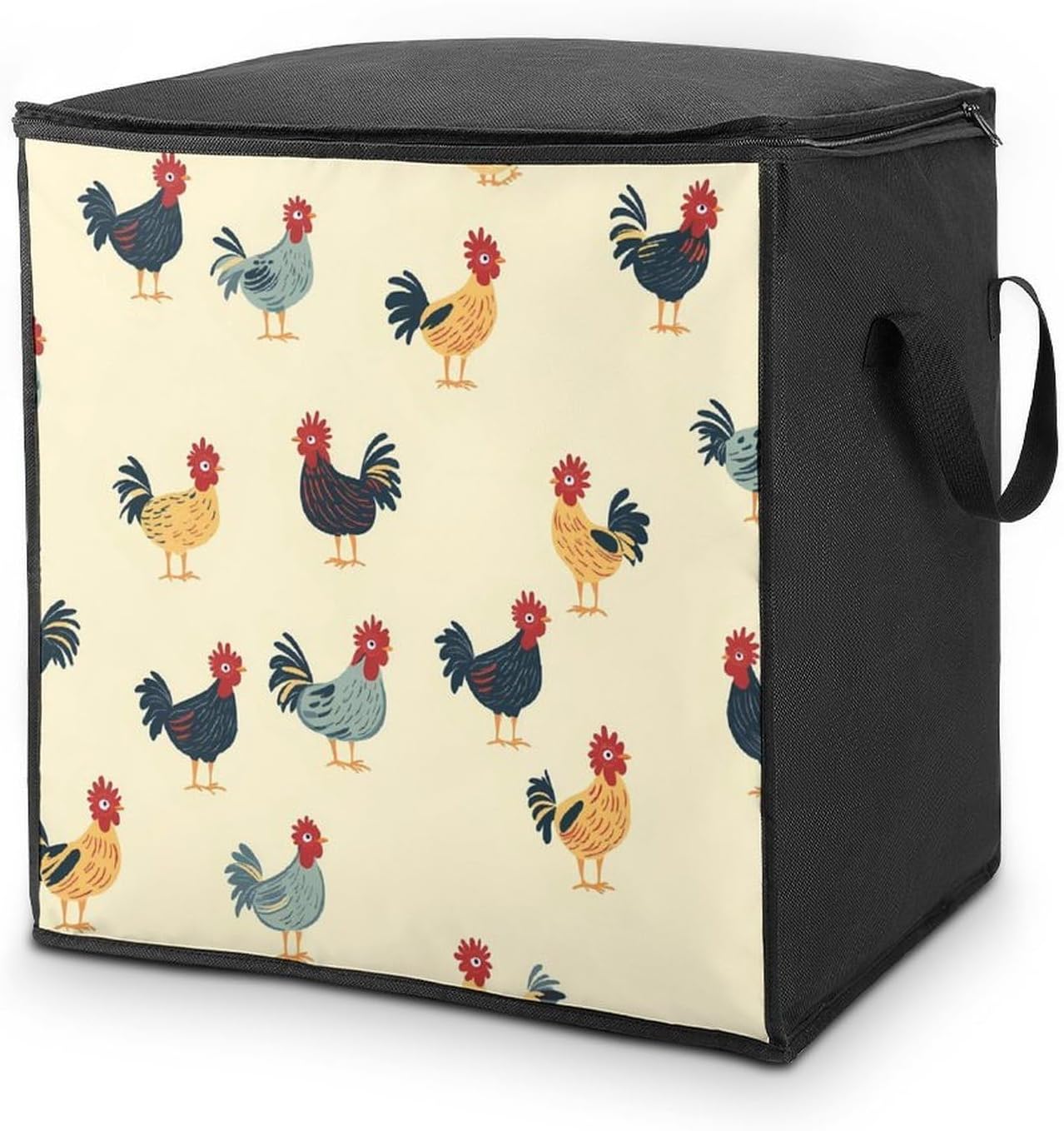 Roosters Chicken Large Comforter Blanket Storage Bags Bins 70L Closet Organizer with Handles