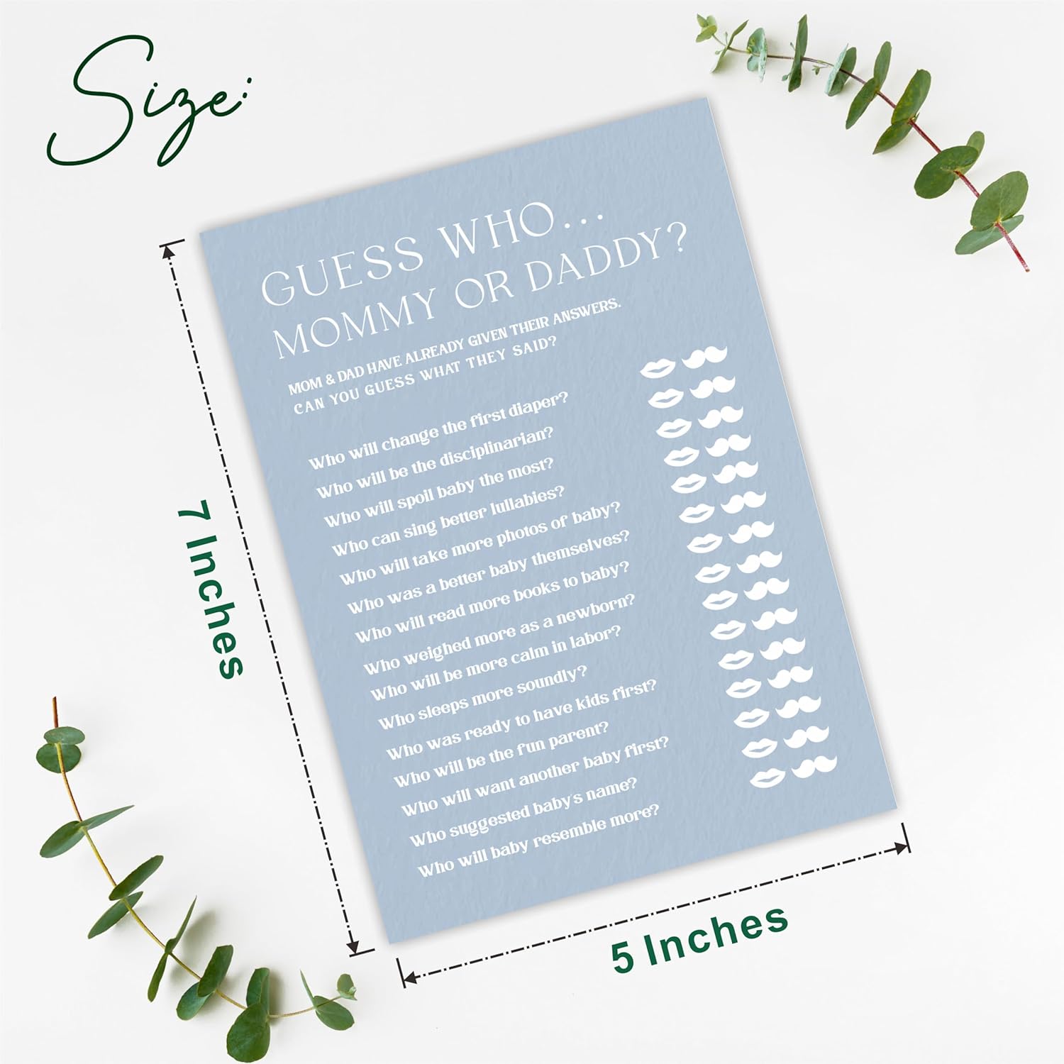 Minimalism Baby Shower Game Kits - Guess Who Mommy Or Daddy - Mist Blue - 30 Fill in Style Game Cards Each Set, Gender Reveal, Baby Announcement, Party Favor & Decor - B03