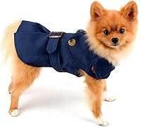 Vista 2 de Gabardina para mascotas para perros pequeños, niñas y niños, chaqueta occidental a la moda resistente al viento, ropa de abrigo con cinturón, ropa