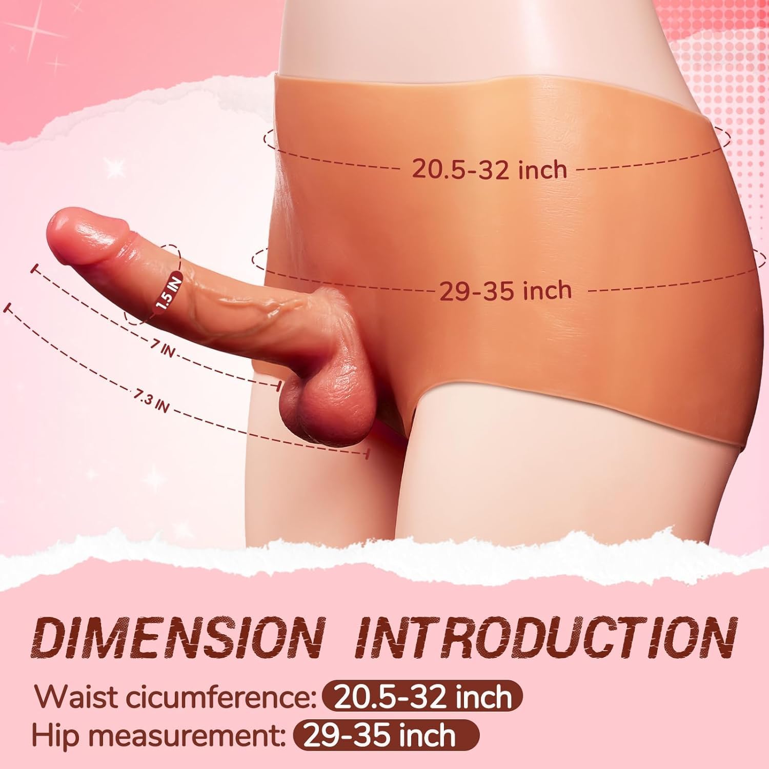 Strap On Dildo Sex Toy – Strap On Harness High Elastic Silicone Portatile Dildos Mutandine con pene fisso da 18,9 cm, Dildo realistico Transgender Abbigliamento Adulto Sex Toy per Lesbiche