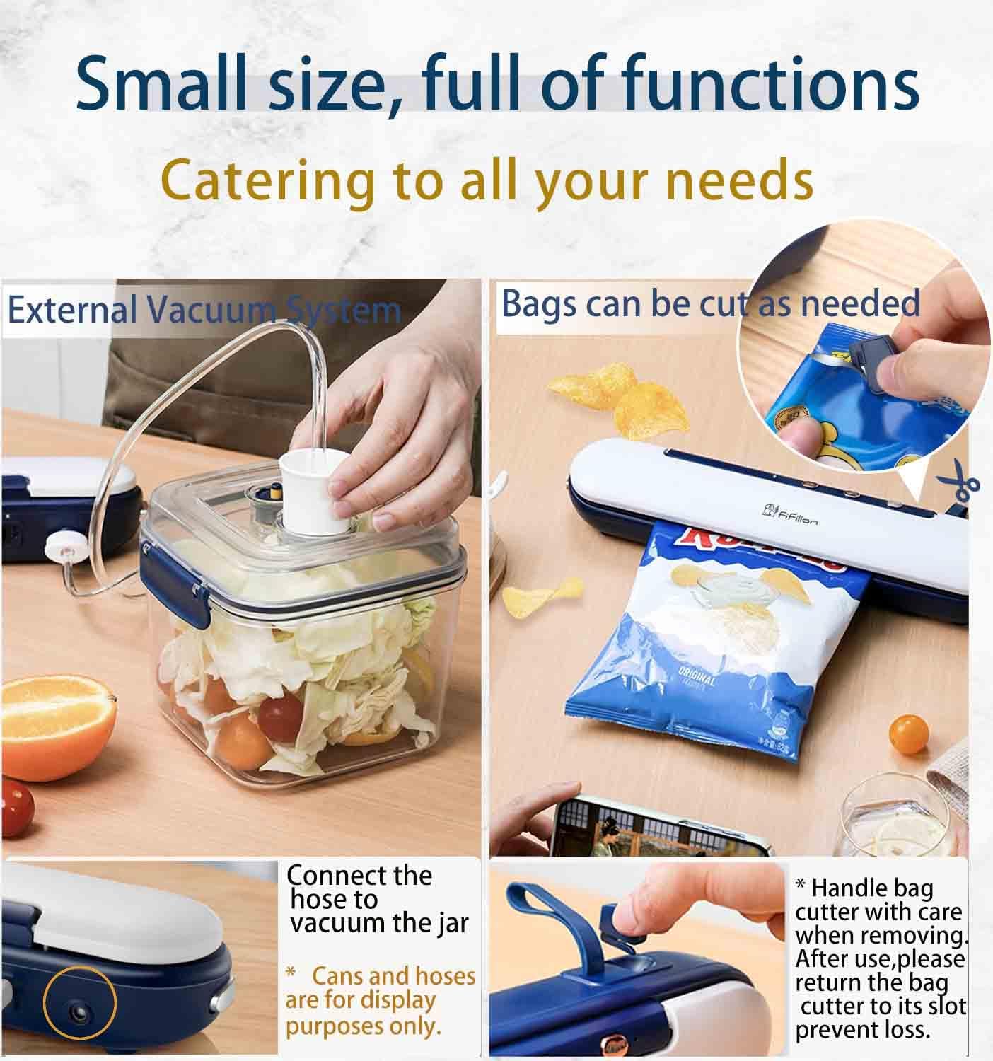 Portable Vacuum Sealer Machine, Cordless & Rechargeable, 1500mAh Battery, 60Kpa Strong Suction, One-Touch Food Saver for Dry/Moist/Oily Items, Compact Design with Built-in Cutter - Image 7