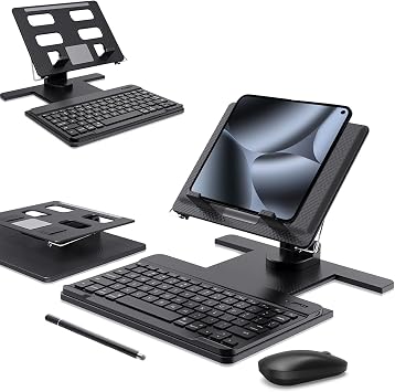 Desk Stand & Bluetooth Keyboard Combo for Google Pixel 10 9 Pro Fold | 4-in-1 Desktop Set with 10" Keyboard/Mouse/Stylus, Sturdy Plastic Foldable Stand, Accessories for Pixel Fold,for Home Office