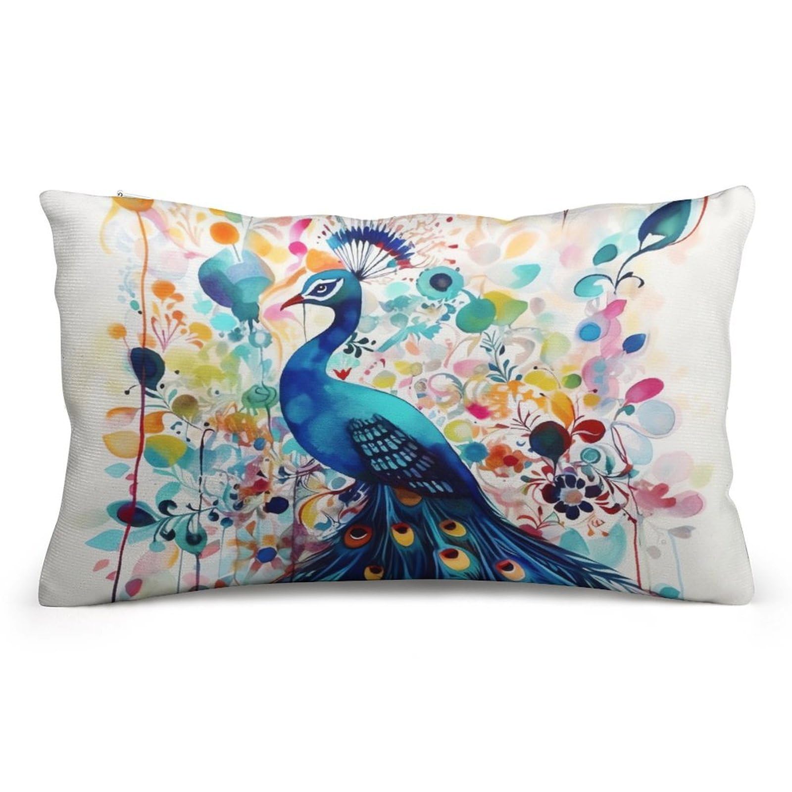 Velvet Pillowcases Standard Size 8"x12", Ultra Soft Breathable Pillow Cases for Bed, Luxury Cozy Fuzzy Pillow Shams, Lumbar Pillow Cover, Color Peacock Cushion Case Home Decor