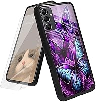 Vista 142 de Funda para Samsung Galaxy A12 5G con protector de pantalla, parte trasera de vidrio templado + TPU de silicona suave que absorbe los golpes