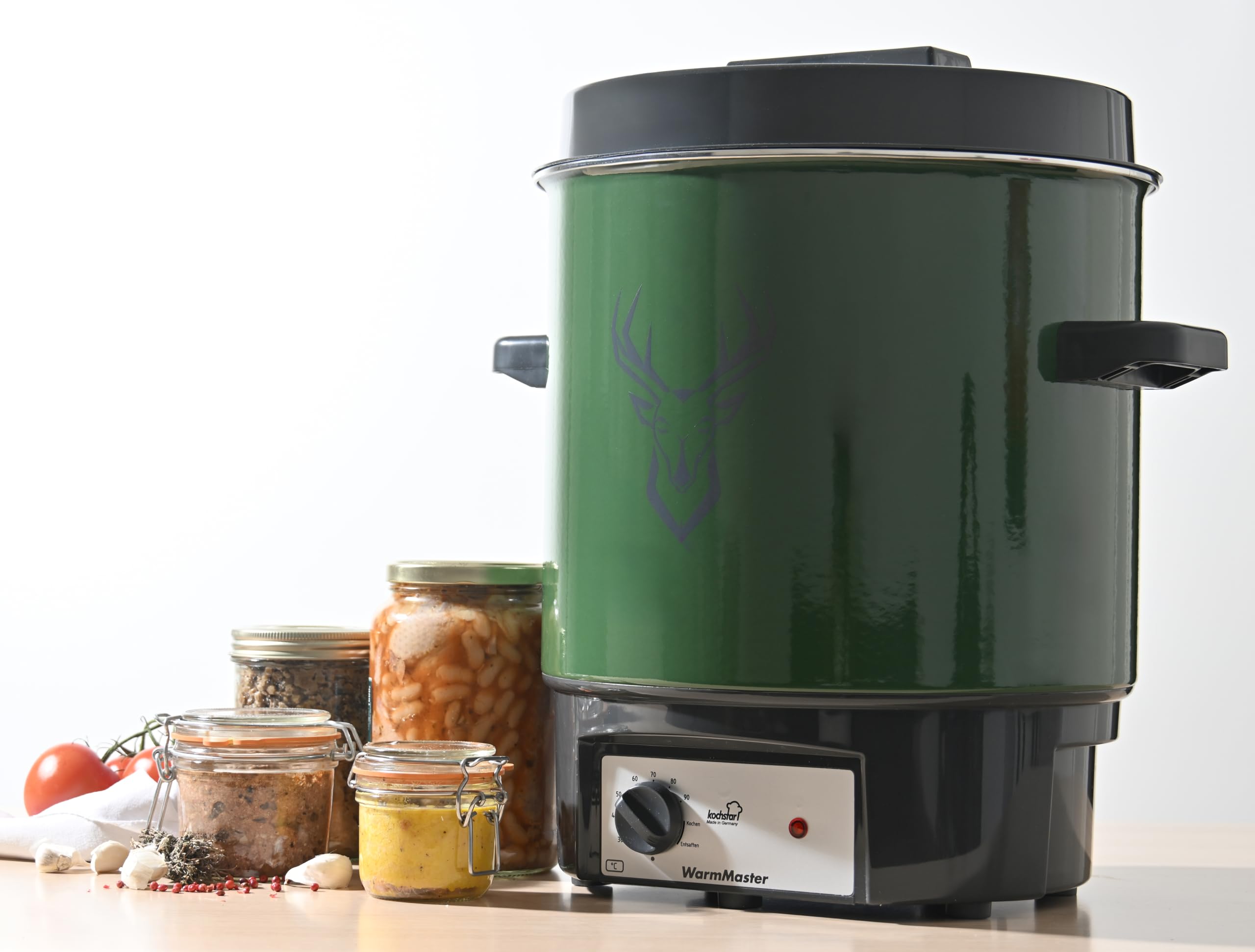 KOCHSTAR K99125035, Stérilisateur de bocaux électrique, Thermostat, 27 litres, Acier Emaillé, Décor Cerf