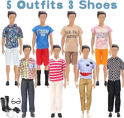 Miniatura 2 de 18 piezas de ropa de muñeca y accesorios para muñecas Barbie de 115 pulgadas y muñecas Ken de 12 pulgadas incluye 5 trajes de niño 5 trajes de niña