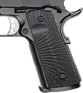 Cool Hand 1911 Grips, Magwell Cut , Full Size(Government/Commander), Sunburst Texture,G10, Ambi Safety Cut Grey/Black