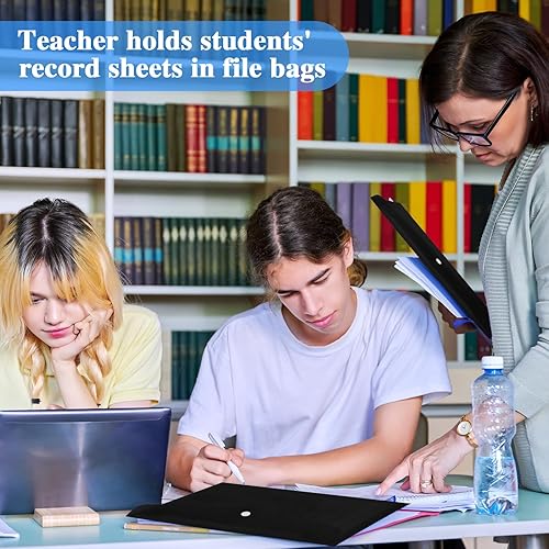 Miniatura 5 de Paquete de 12 sobres de plástico con cierre a presión, sobres de polietileno tamaño A4, sobres de archivo, soporte transparente para documentos,