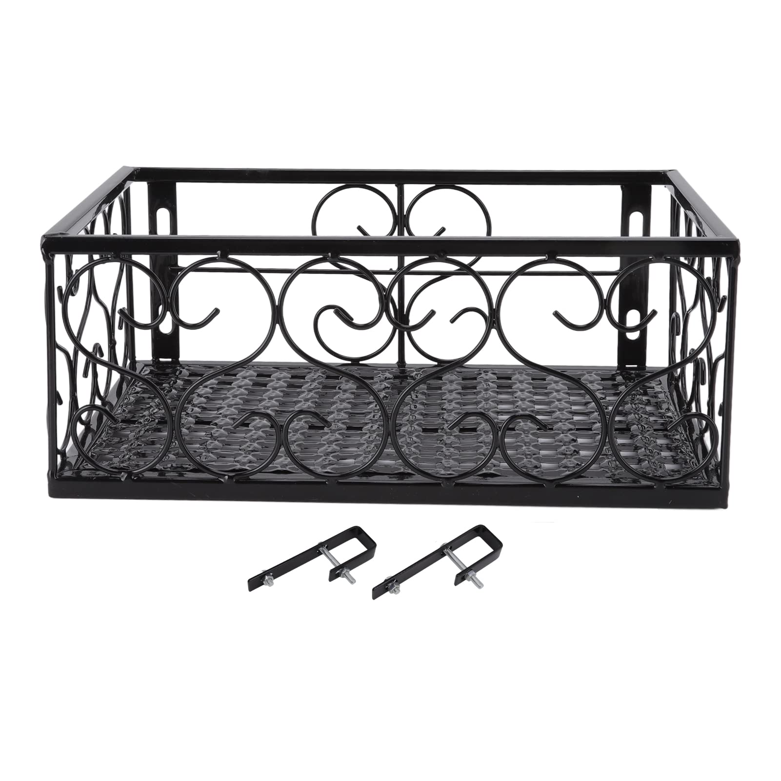 Balcony Flower Pot Stand, Thickened Iron, Decorative Patio Railing Shelf with Window Sill Brackets (Suitable for 1" Railing)