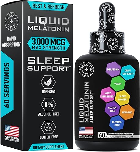 Miniatura 8 de Melatonina líquida 3mg Ayudas para dormir para adultos y niños  Gotas de melatonina liposomal para dormir rápido  Adultos y niños Sublingual