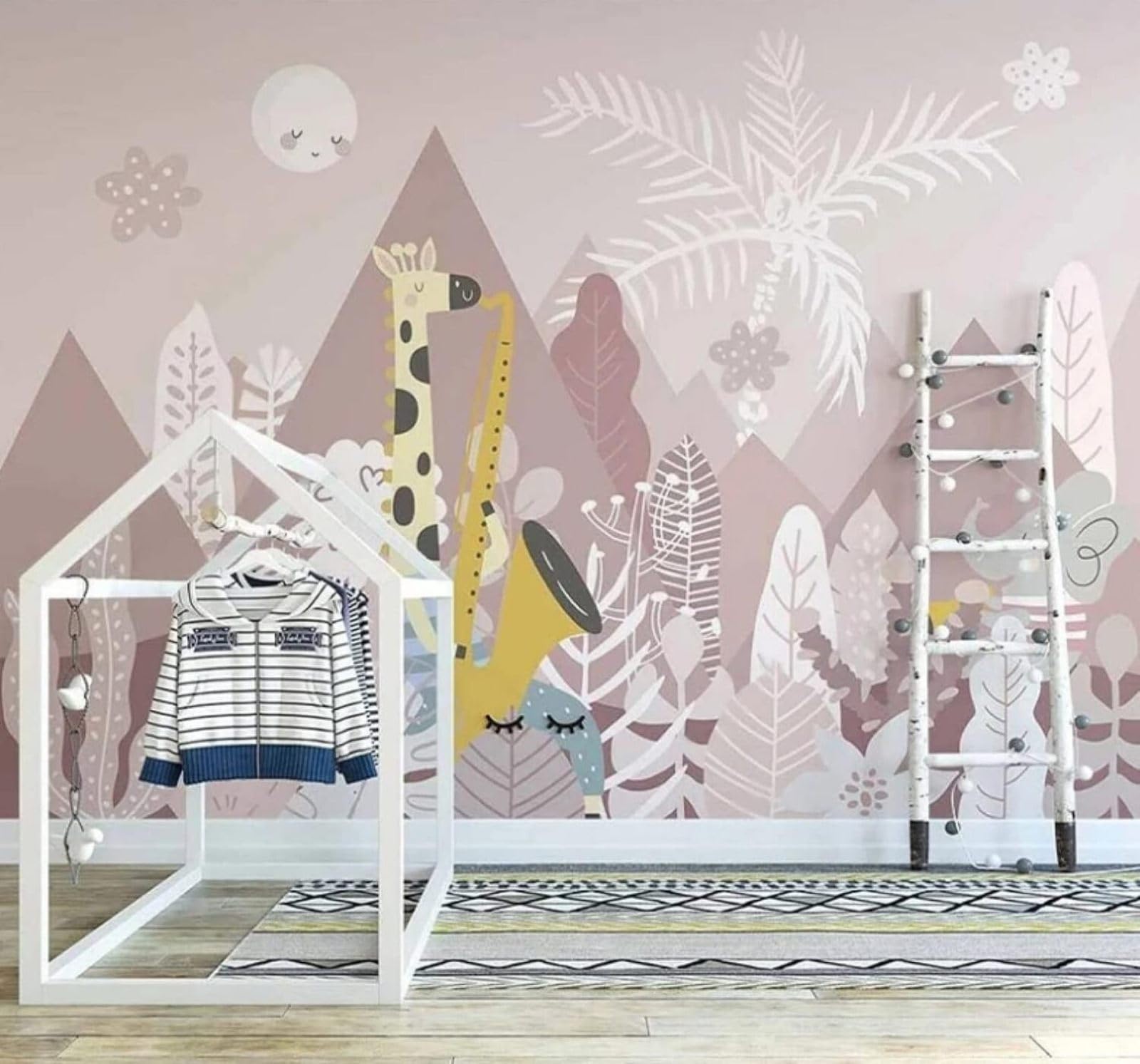 XLMING Hand Drawn Cartoon Pink Valley Forest 3D Wallpaper Luxury Silk Study Dining Feature Sofa Grey Bedroom Living Room Tv Decorative Wall-430cm×300cm