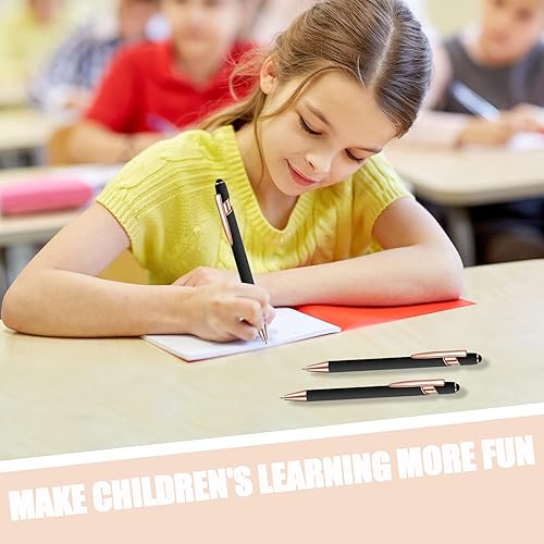 Miniatura 4 de 8 piezas de bolígrafo de tinta azul con punta de lápiz capacitivo 2 en 1 bolígrafo de metal con punta de lápiz capacitivo para pantallas táctiles