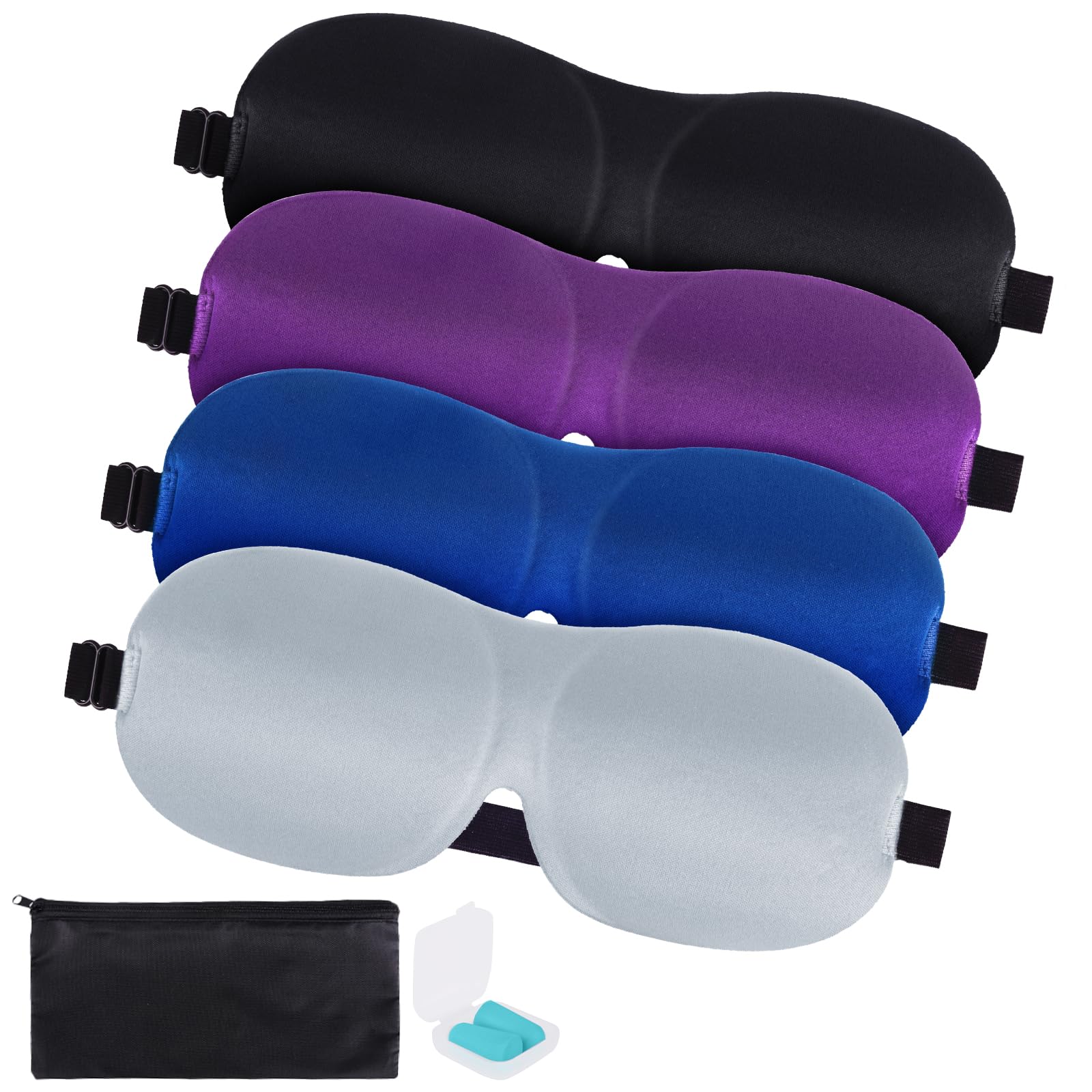 4-Pack Eye Masks for Sleep with Adjustable Strap Comfortable Sleep Masks for Women and Man Night Sleep Travel