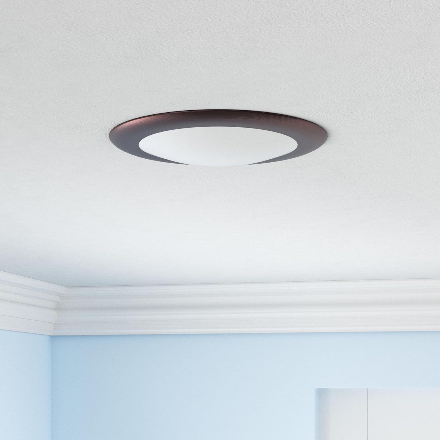 ECOELER 6 Inch Dimmable LED Disk Light, Round Flush Mount Recessed Retrofit Downlight, 16.5W 1000Lm, 3000K Warm White, Aluminum Baffle Bronze Trim, ETL & FCC Listed, 10 Pack