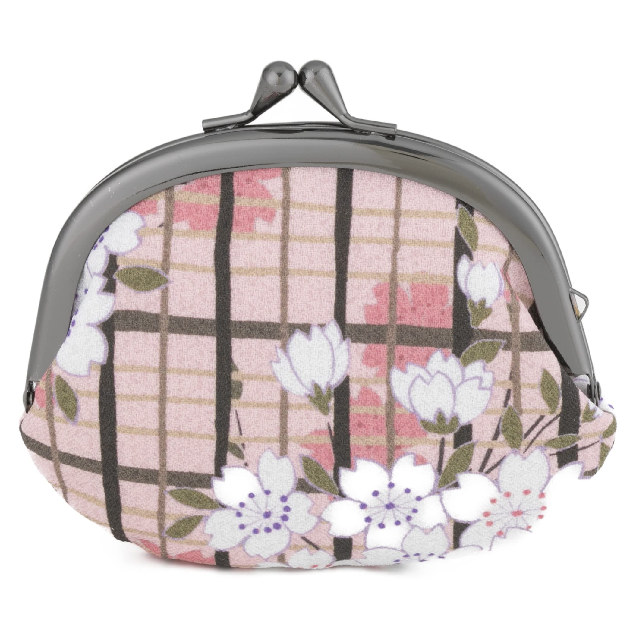 Japanese Noren Kiss Lock Purse Gamaguchi Double Pocket Coin Wallet 5.5x4.7in