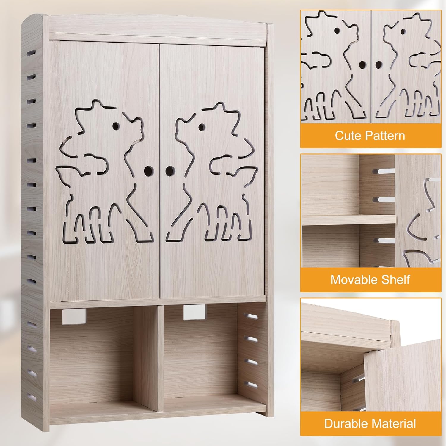 Medicine Cabinet Wall Mounted with Doors, PVC Foam Board Cabinet with Doors and Shelves Over The Toilet, Bathroom Wall Cabinet Wall Mounted, Hanging Cabinet