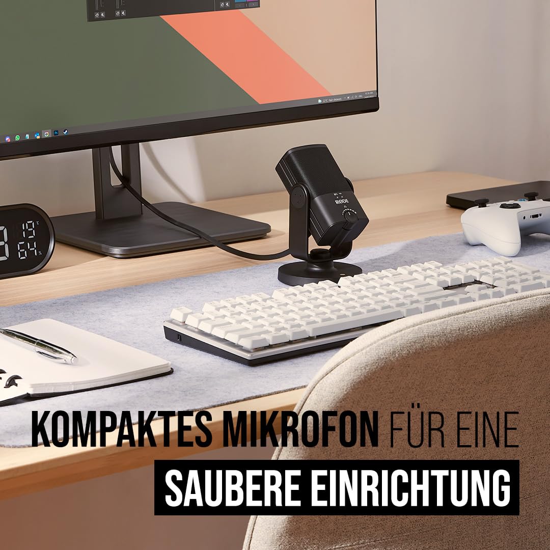 RØDE NT-USB Mini-Kondensatormikrofon in Studioqualität + SC17 USB-C-Kabel (1,5 m - Android- und Mac-kompatibel) für Podcasting, Streaming, Gaming, Gesangs- und Instrumentenaufnahmen