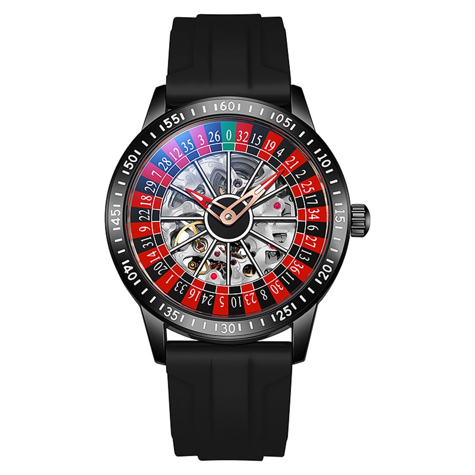 Wristwatch w pełni automatyczny zegarek mechaniczny, oscylacyjny obrotowy zegarek, wodoodporny zegarek ze stali nierdzewnej, idealny dla mężczyzn jako prezent do zegarka (czarny, taśma)
